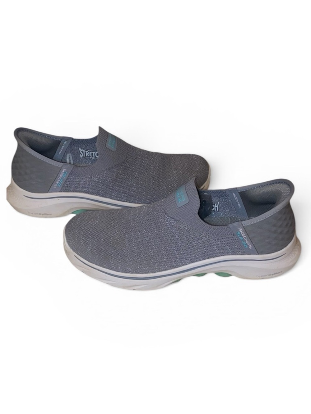 SKECHERS Slip In Walk 7 Slip On Sneakers Athletic Shoes Med Gray Aqua Trim SZ 8 - Picture 6 of 9